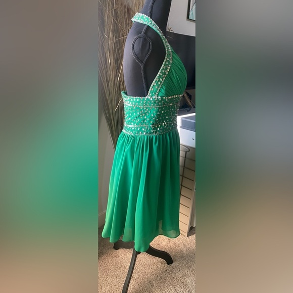 JJs House Green Sequin Backless Halter Prom, Homecoming, & Wedding Formal Dress - Picture 8 of 8